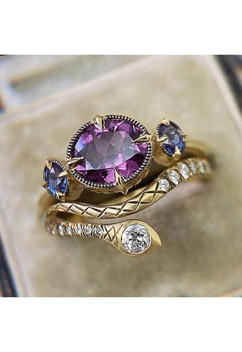 Set 2 inele aurii - forma de sarpe - cu pietre din zirconiu - Soila C17 - 6 (circumferinta: 51.9 mm)