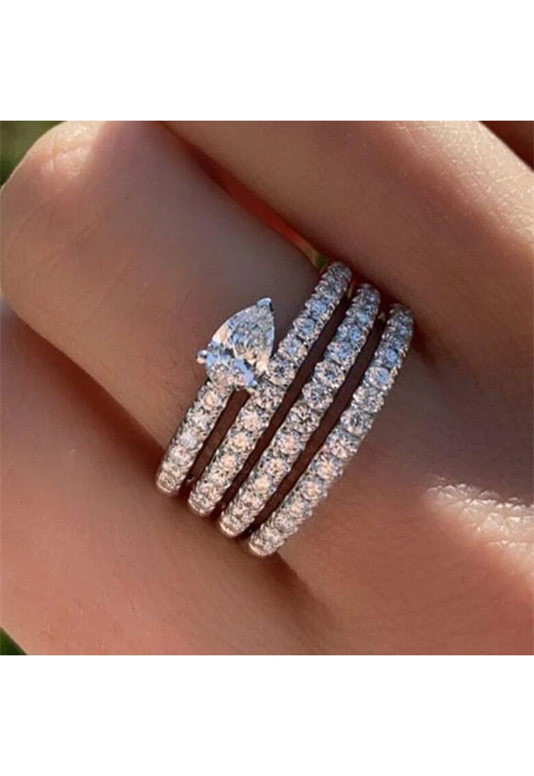 Inel argintiu - in straturi multiple - cu pietre din zirconiu - Bianca C29 - 6 (circumferinta: 51.9 mm)