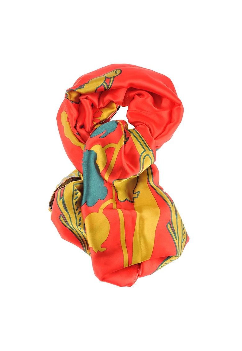 Esarfa rosie cu imprimeu floral