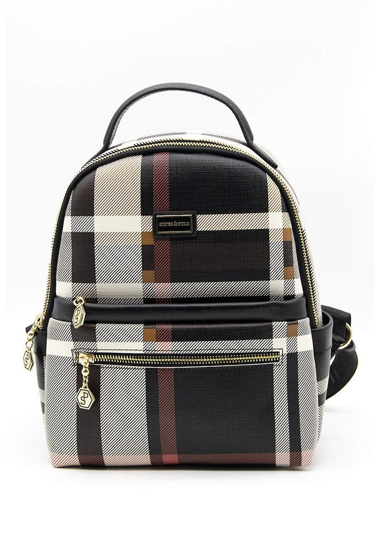 Rucsac de piele ecologica cu model in carouri