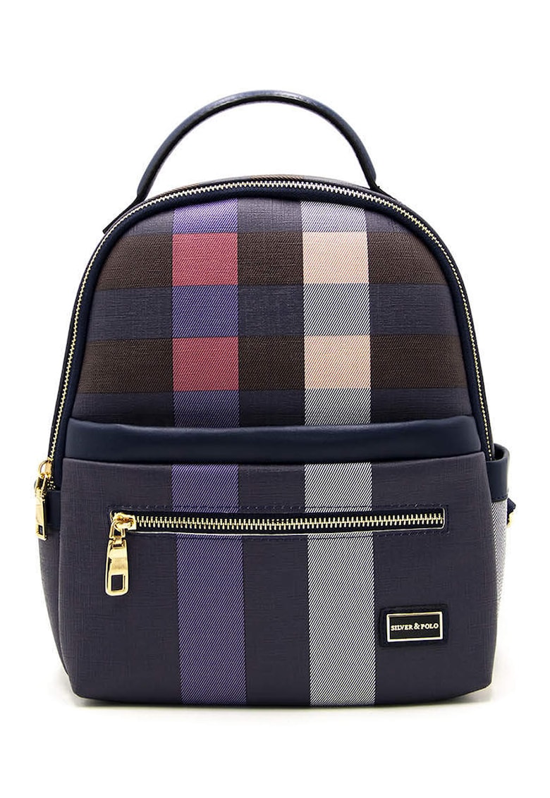 Rucsac din piele ecologica cu model in carouri