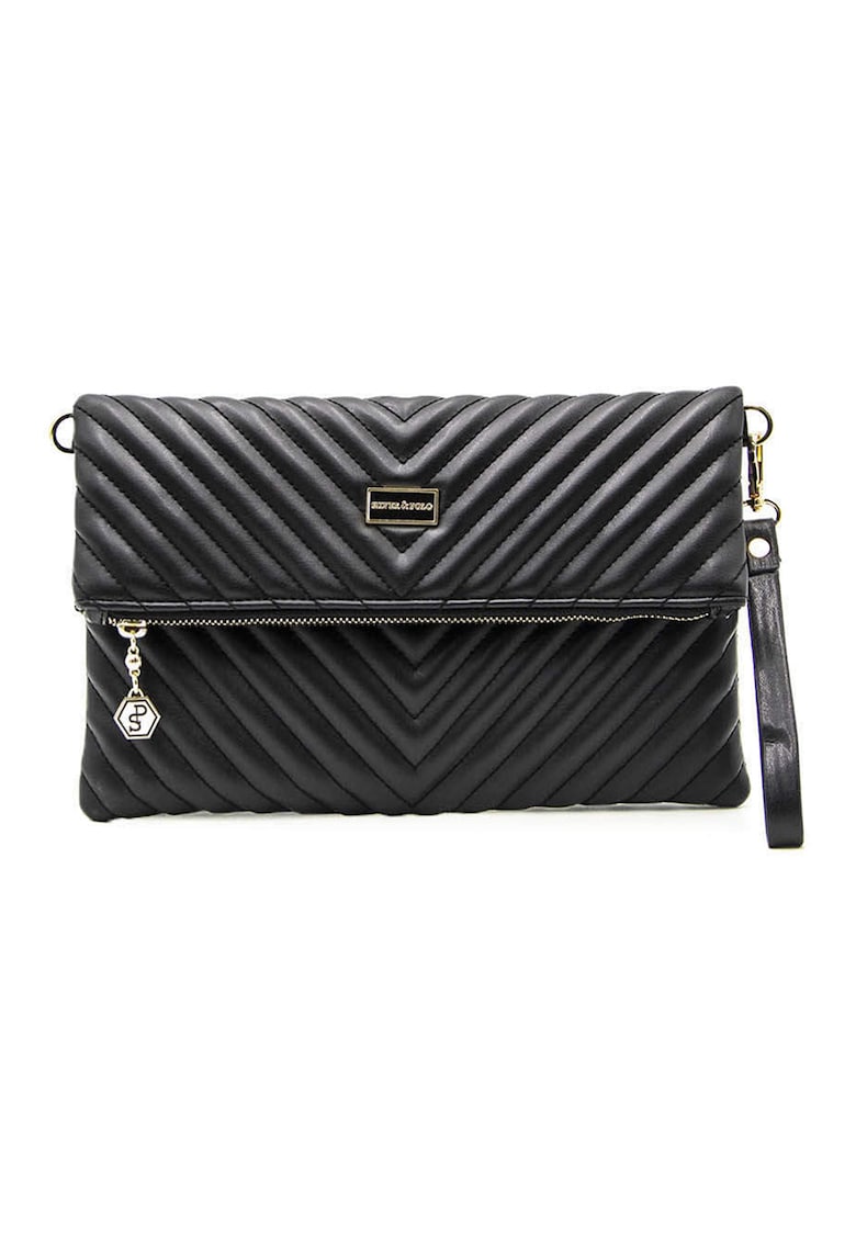 SilverPolo Geanta crossbody pliabila din piele ecologica - Negru