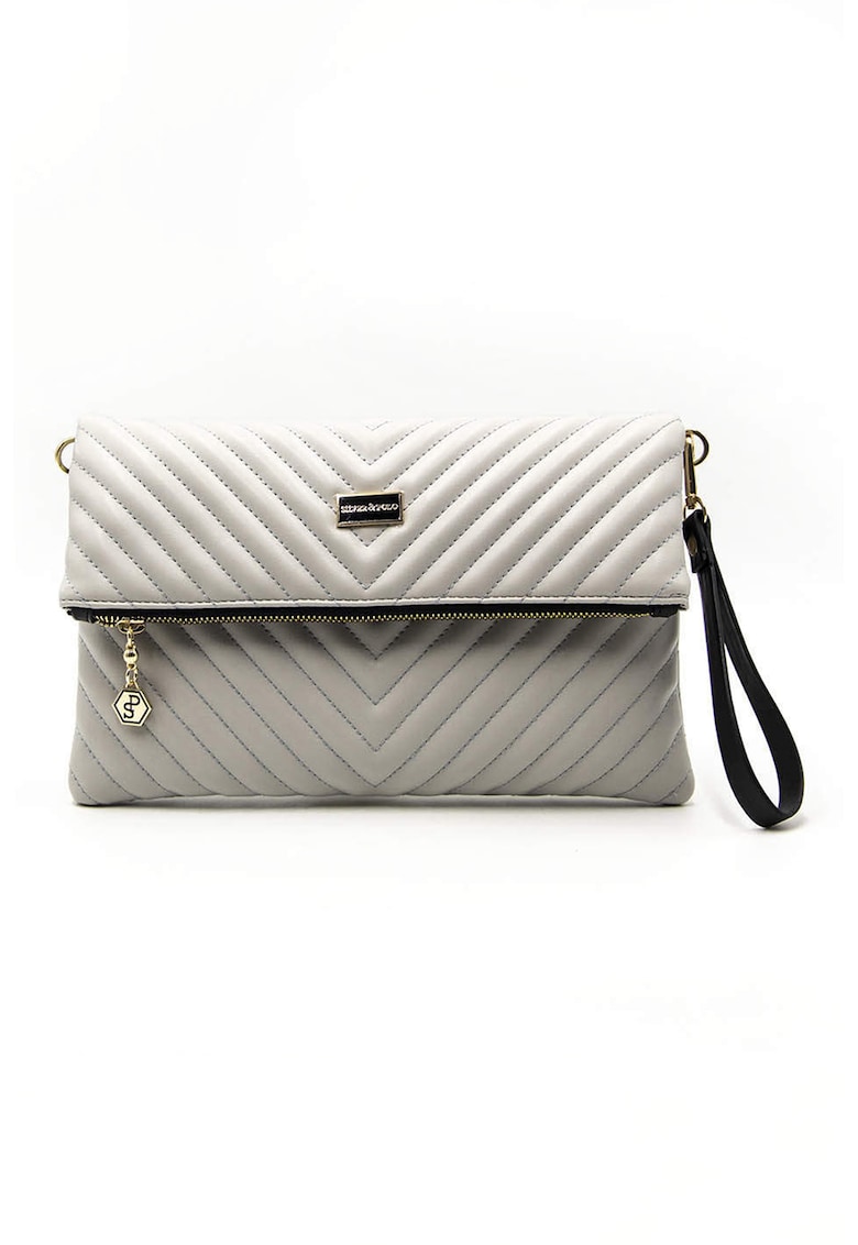 Geanta crossbody pliabila din piele ecologica - Gri deschis