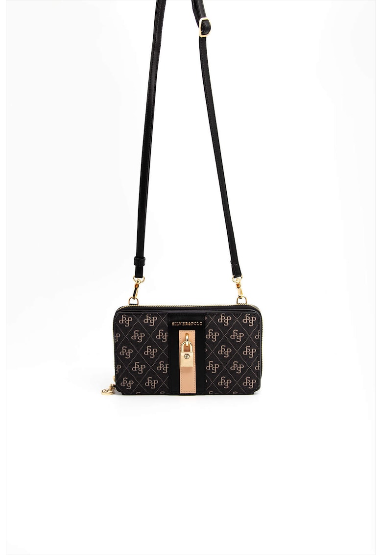 Geanta crossbody din piele ecologica cu model - Negru