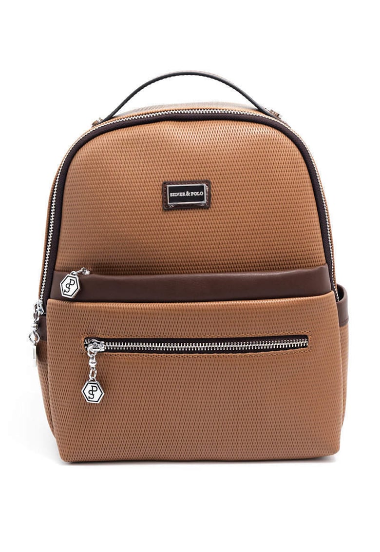 Rucsac din piele ecologica cu buzunare cu fermoar