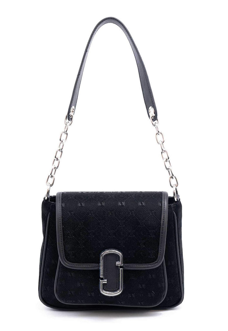 Geanta din piele ecologica cu bareta de umar detasabila cu logo