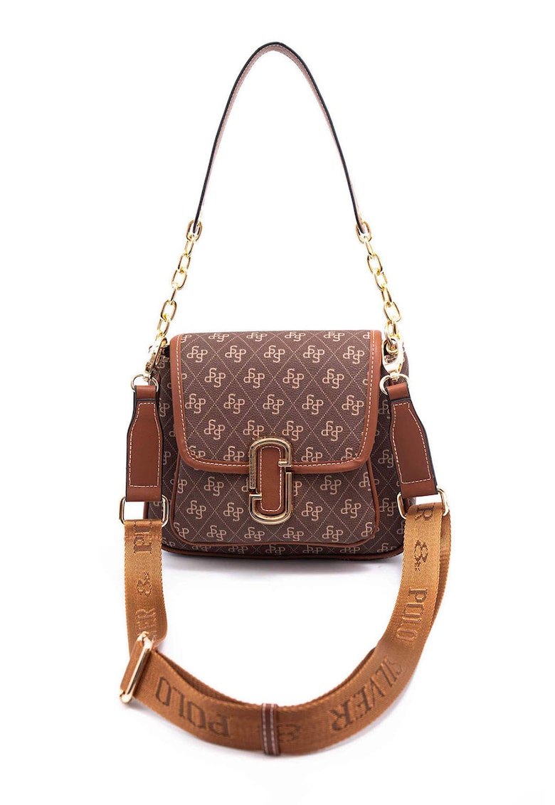 Geanta din piele ecologica cu bareta de umar si clapa