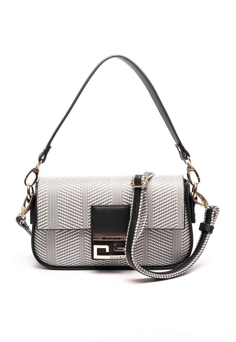 Geanta din piele ecologica cu bareta de umar si inchidere cu clapa