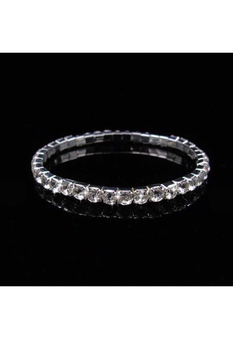 Bratara tennis argintie - pe elastic - cu pietre - Lilia C1