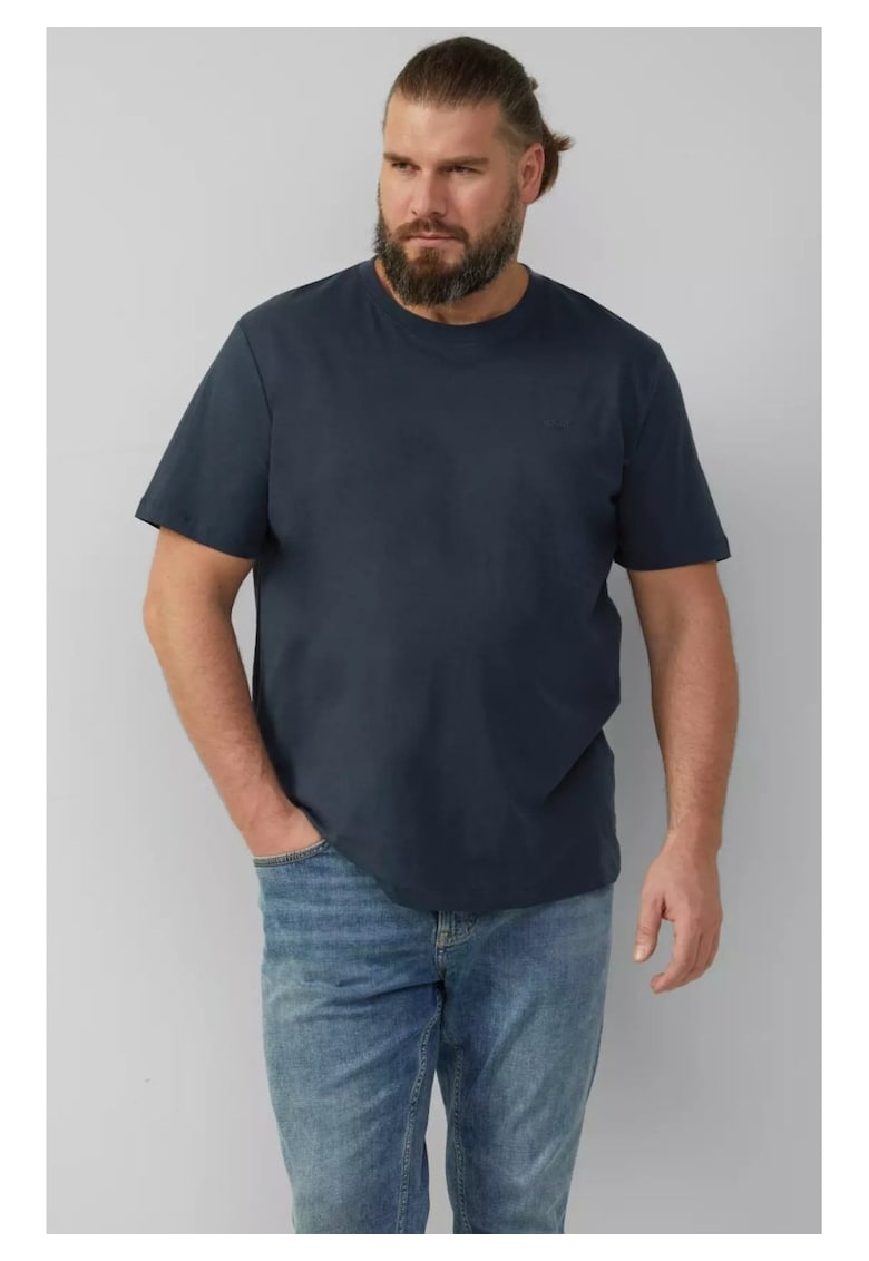 Tricou cu maneca scurta si decolteu la baza gatului - barbati big sizes - Negru