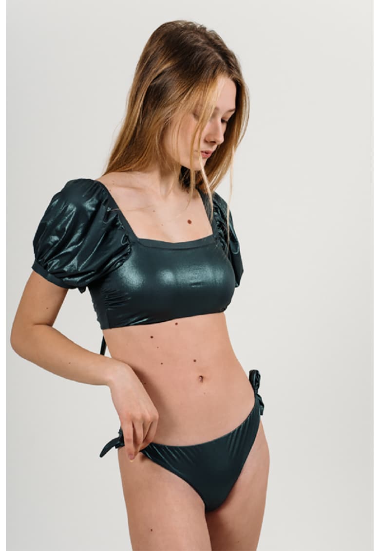 Costum de baie din doua piele cu maneci bufante