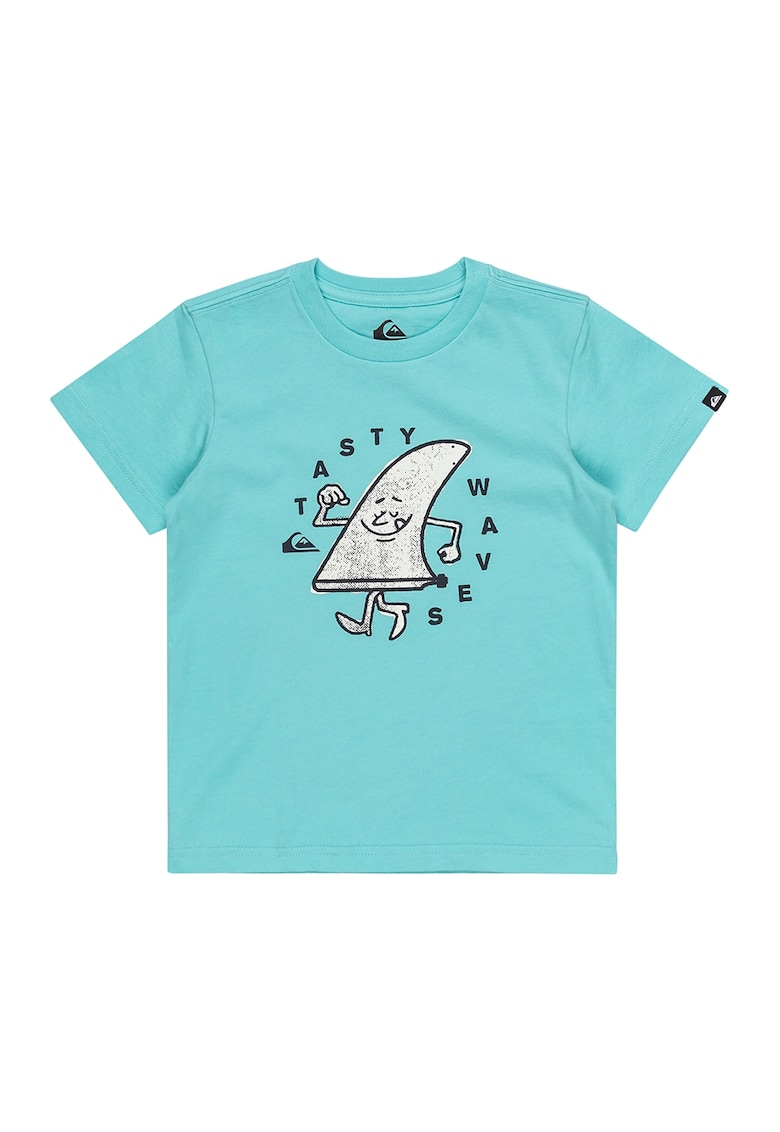 Tricou de bumbac cu imprimeu Tasty Waves - Alb/Albastru deschis