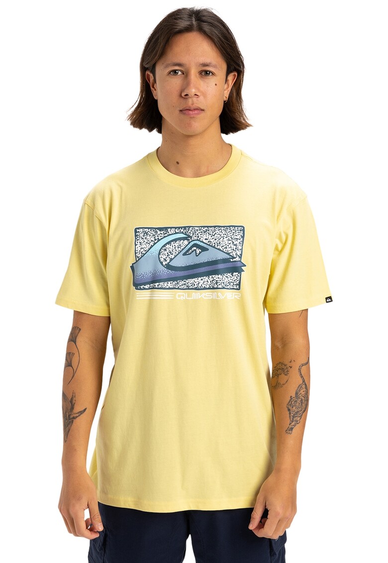 Tricou cu decolteu la baza gatului Retro Fade - Galben/Albastru