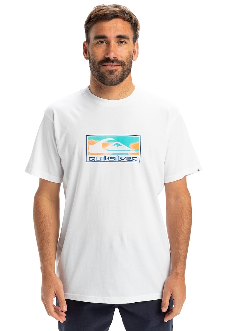 Tricou regular fit cu imprimeu grafic - Alb/Portocaliu/Albastru deschis