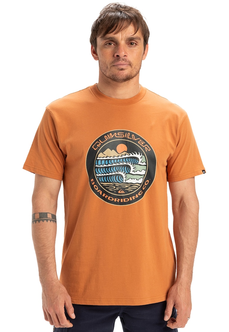 Tricou regular fit cu imprimeu - Negru/Portocaliu/Albastru