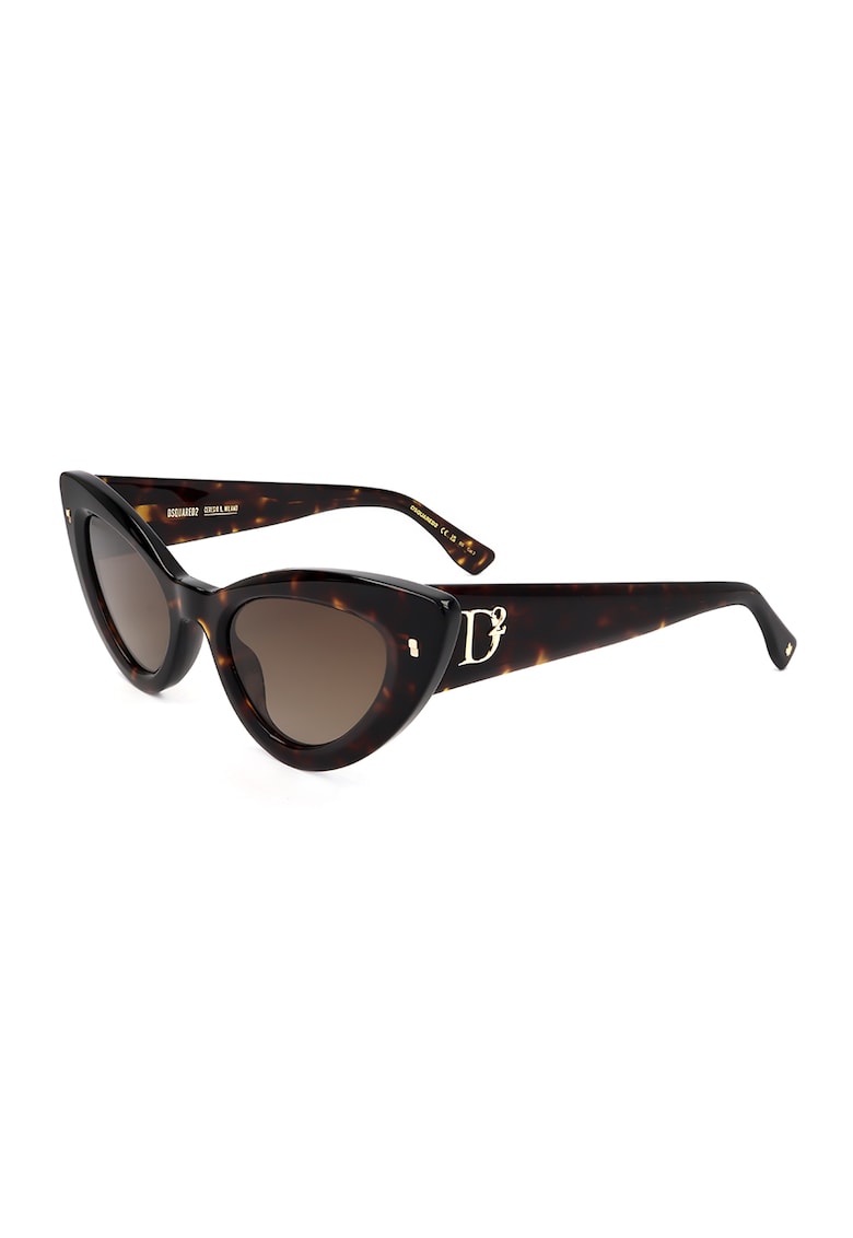 Ochelari de soare cat-eye cu logo - Negru/Maro