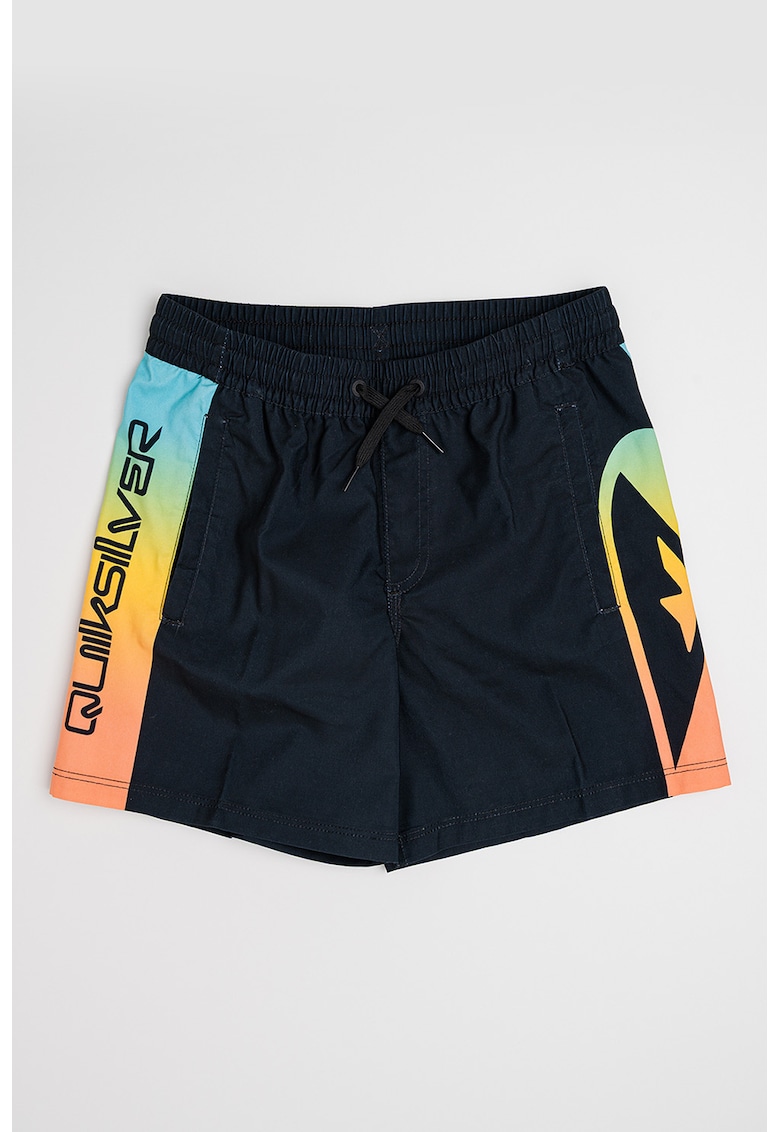 Pantaloni scurti de baie cu snur de ajustare si benzi laterale cu logo