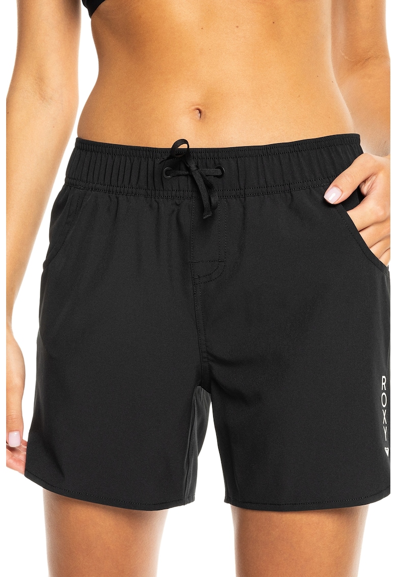 Pantaloni scurti de baie cu logo Wave 5 - Negru