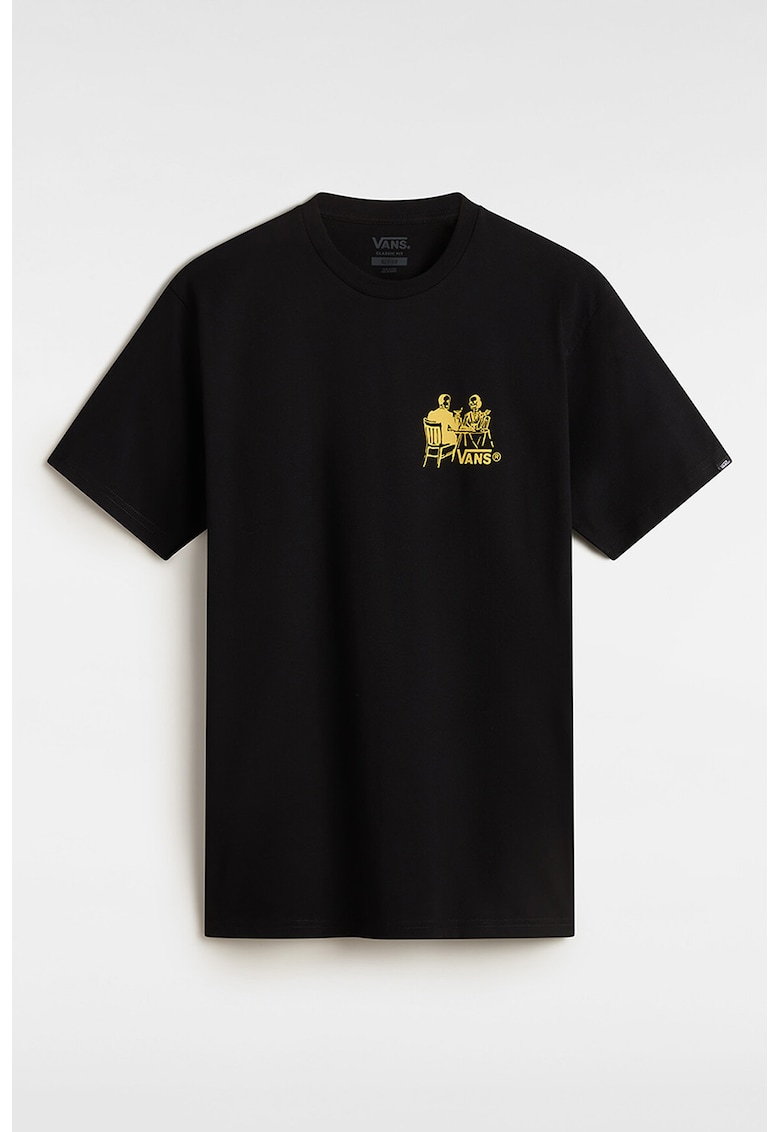 Tricou cu imprimeu grafic pe spate si decolteu la baza gatului Tricou cu imprimeu grafic pe spate si decolteu la baza gatului