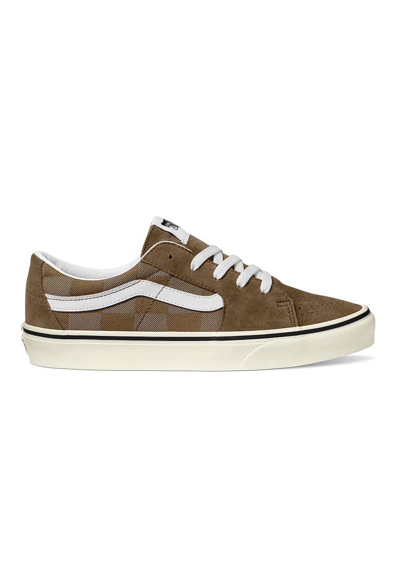 Pantofi sport de piele intoarsa cu logo - Alb/Maro