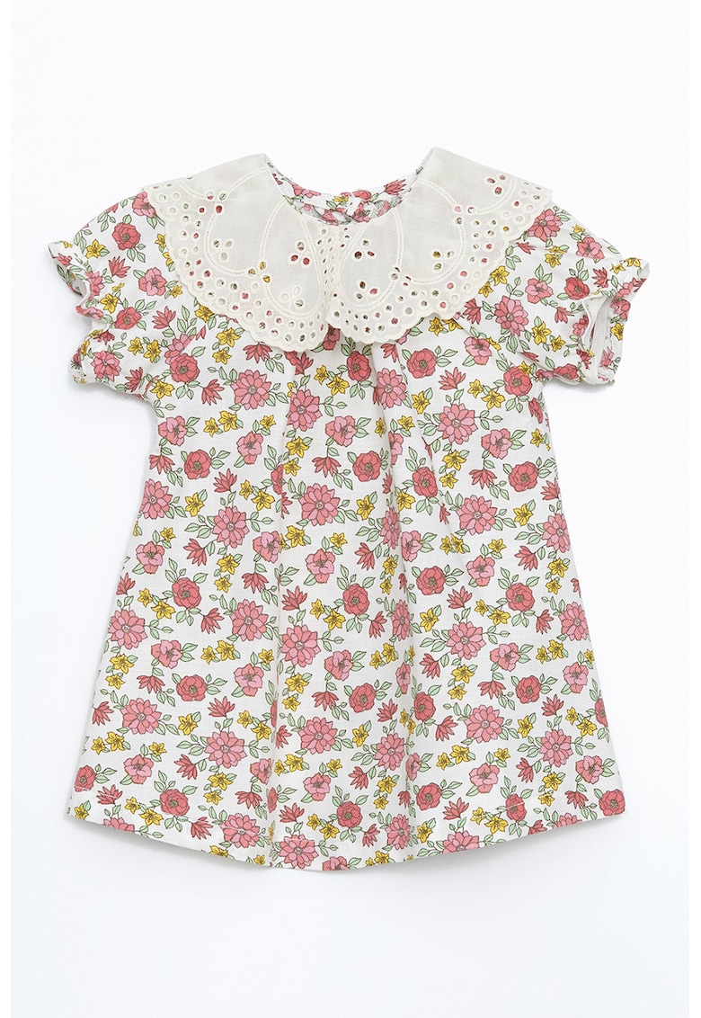 Rochie cu model floral si maneci scurte