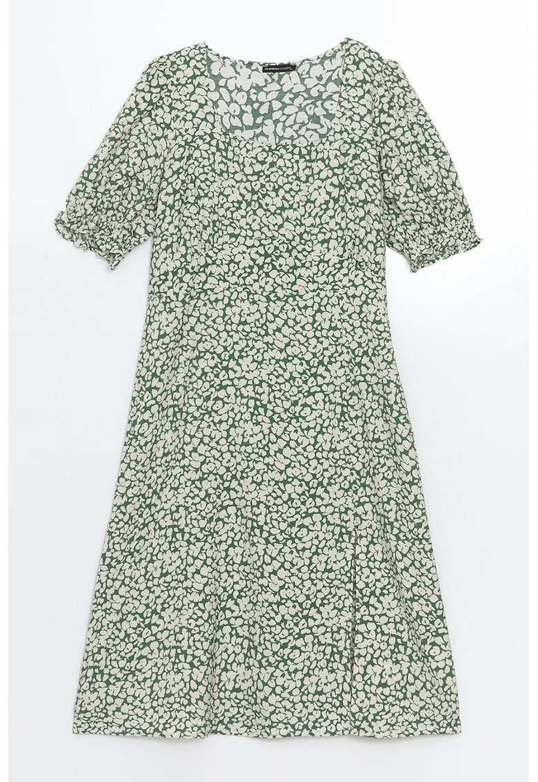 Rochie cu imprimeu si decolteu patrat