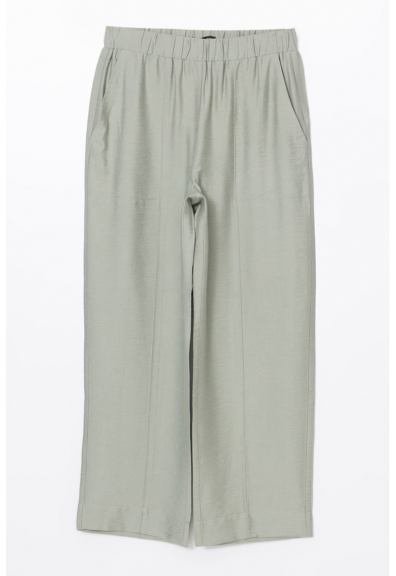 Pantaloni cu croiala conica si buzunare oblice - Gri cenusiu