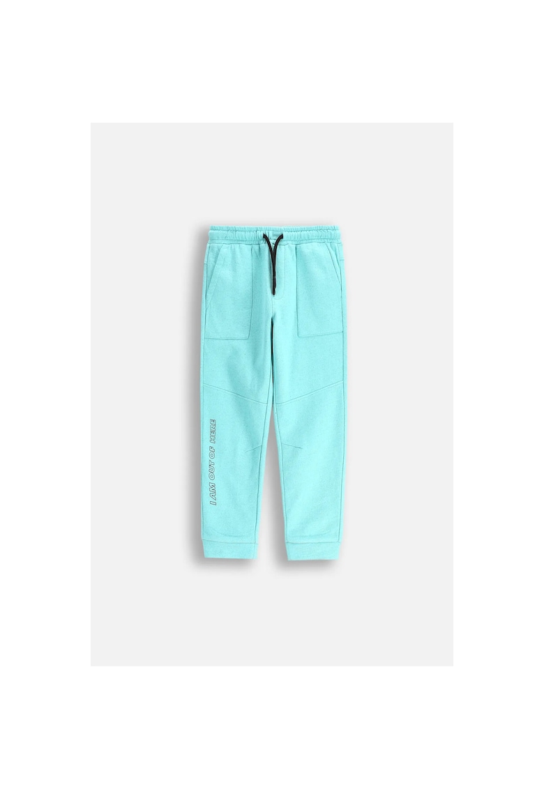 Pantaloni sport cu talie ajustabila si detaliu text