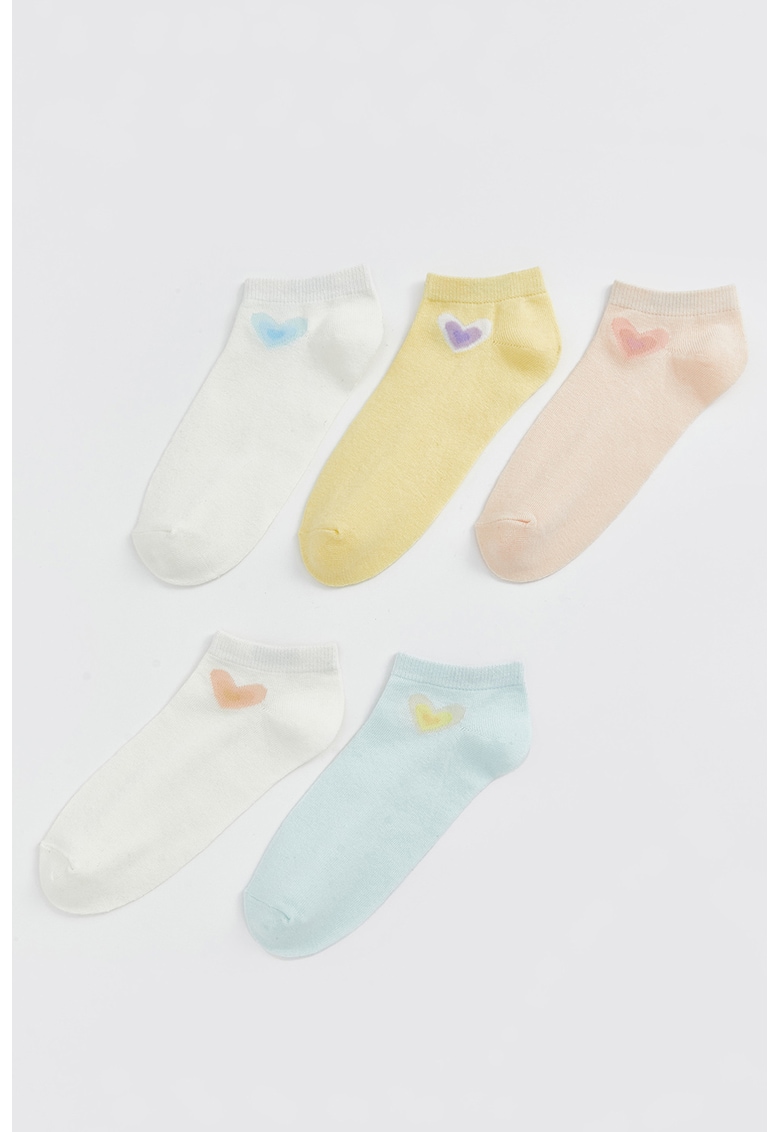 Set de sosete pana la glezna cu detaliu cu inima - 5 perechi