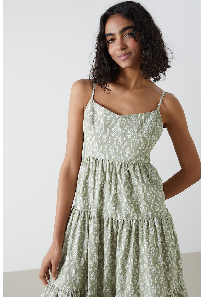 Rochie lunga cu model si volane