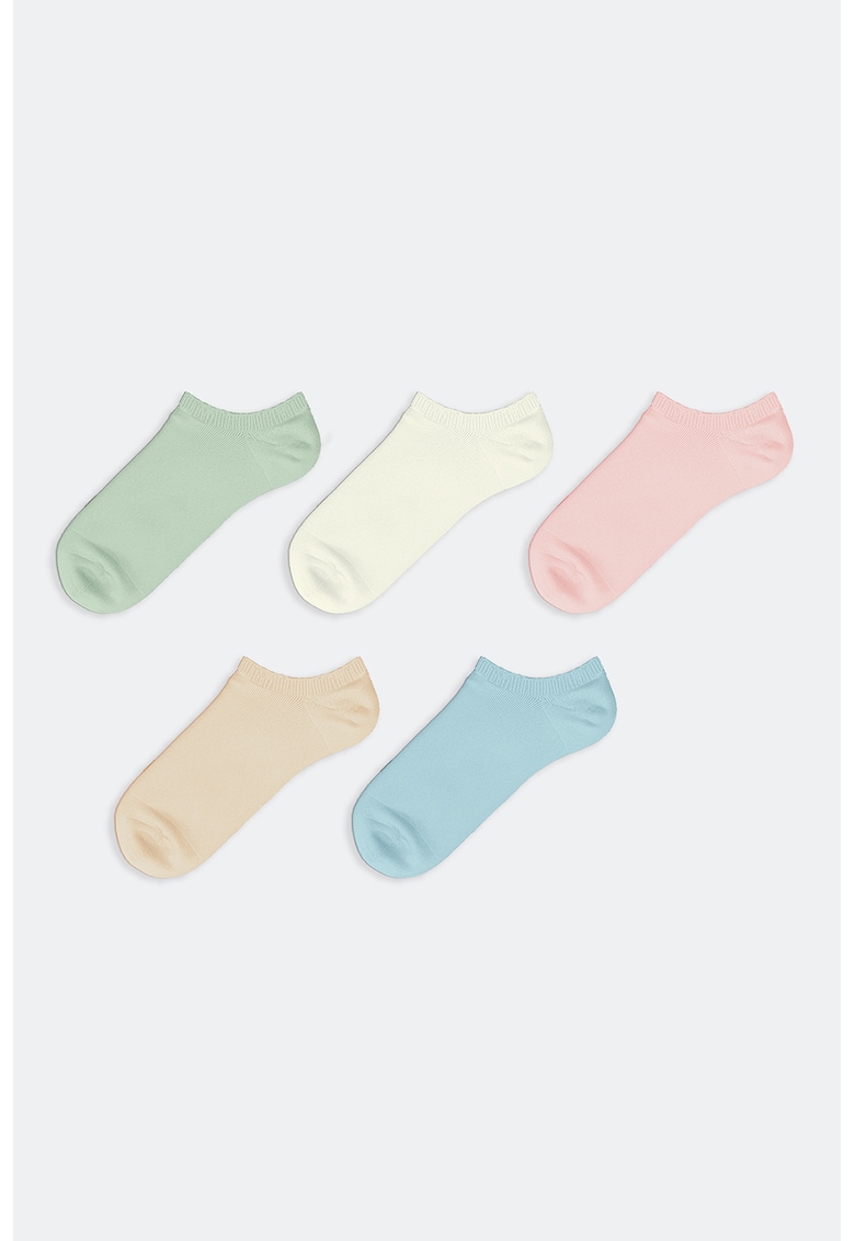 Set de sosete pana la glezna cu model uni - 5 perechi