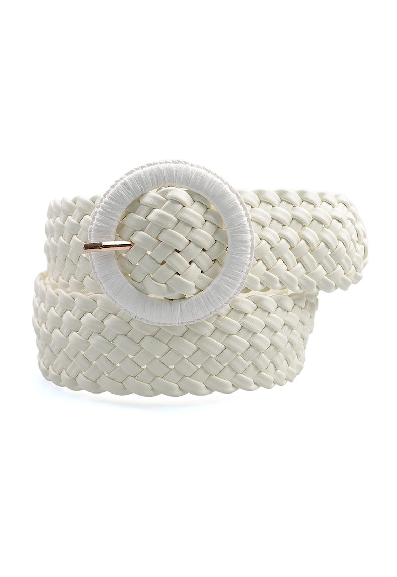 Curea impletita din piele ecologica - Alb