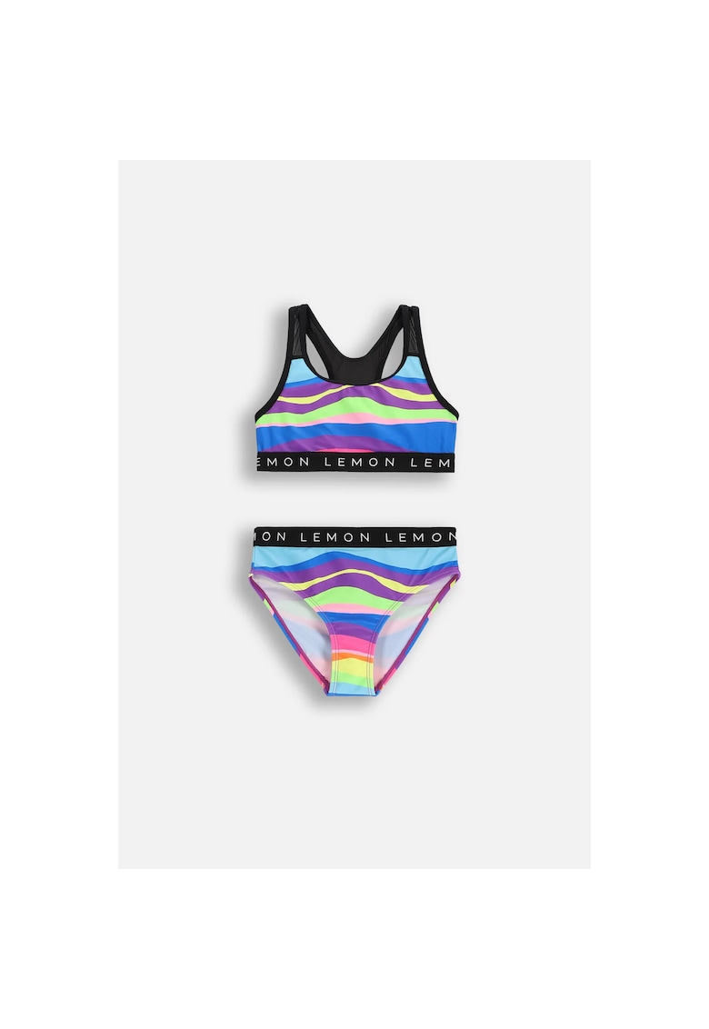 Costum de baie din doua piese cu bretele racerback