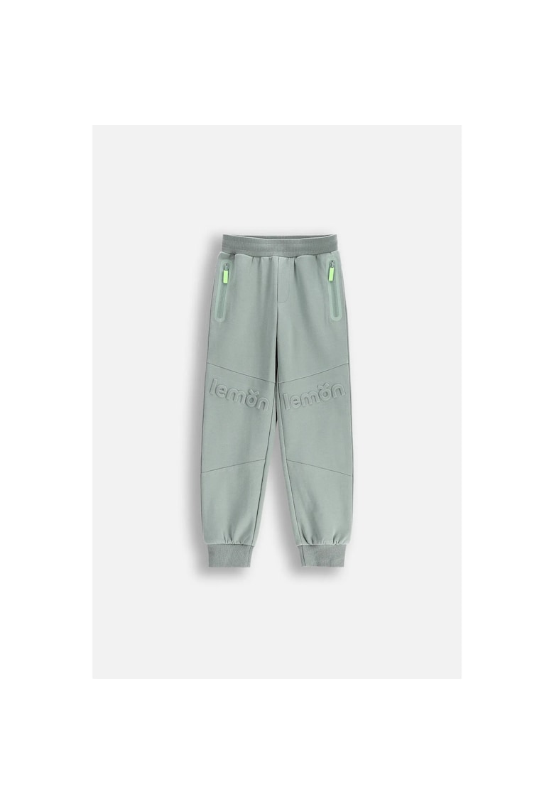 Pantaloni sport cu talie ajustabila si logo in relief