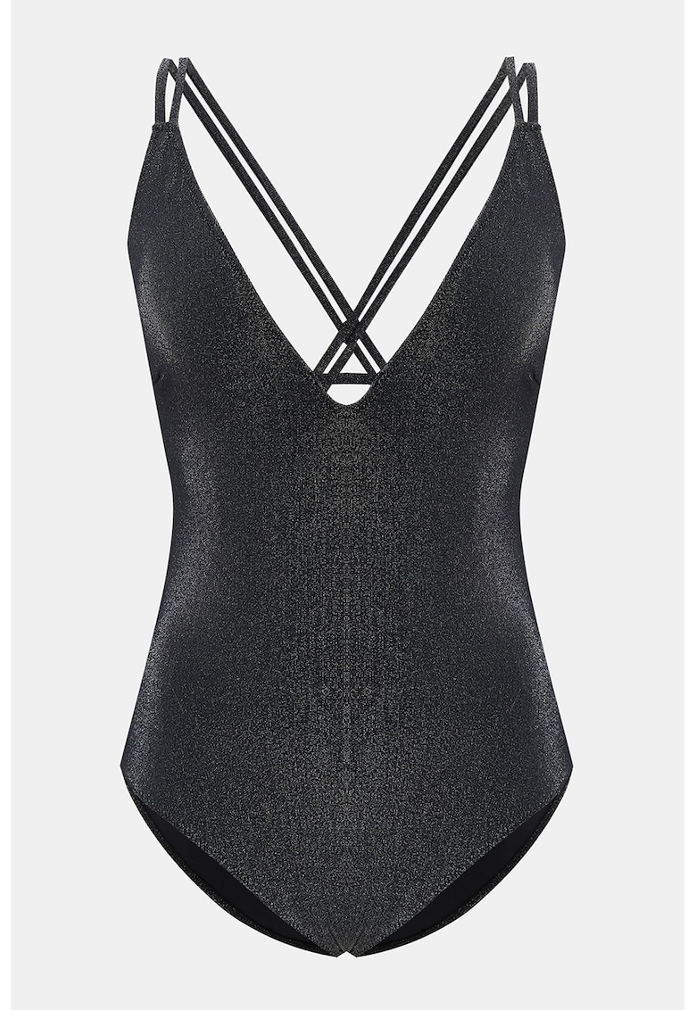 Costum de baie cu model uni si decolteu in V