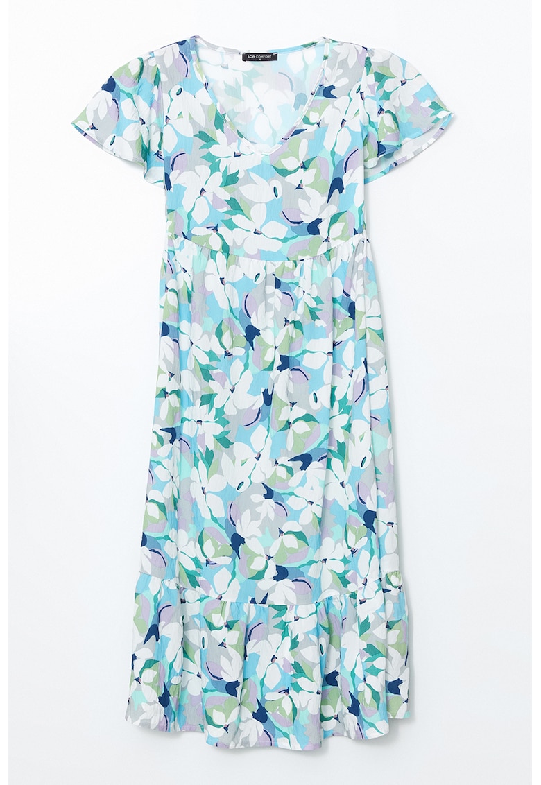 Rochie cu decolteu in V si model floral