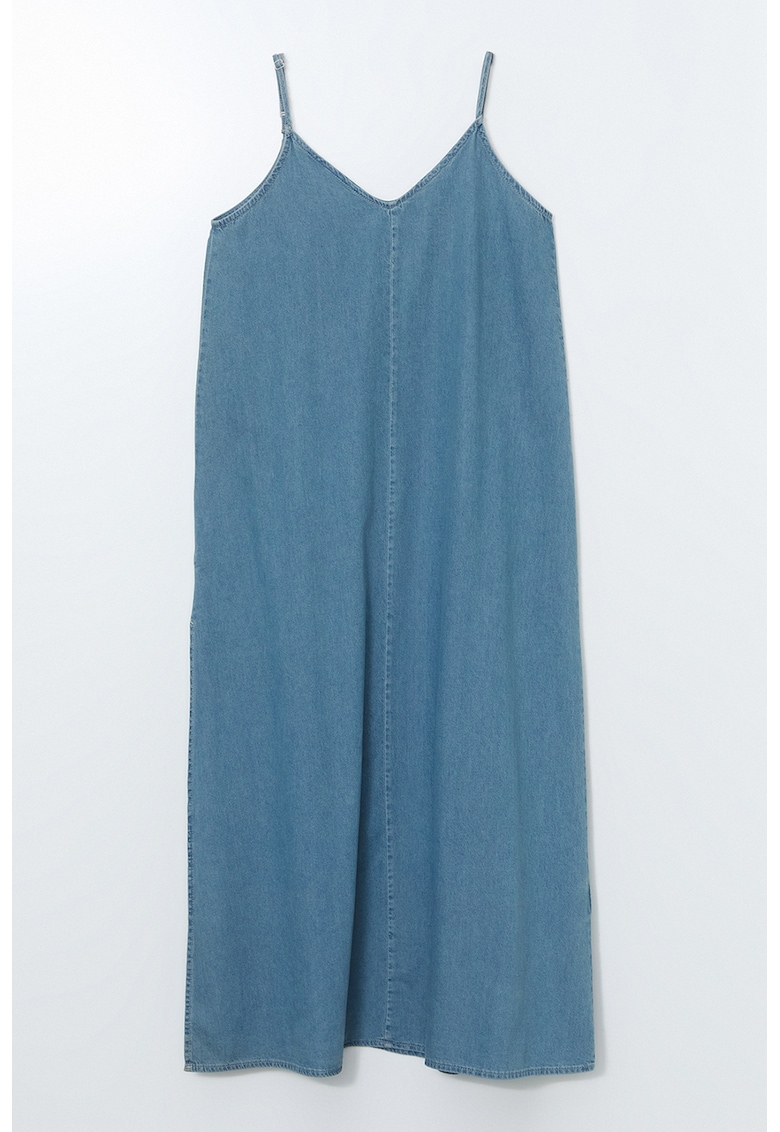 Rochie dreapta din denim - Albastru prafuit