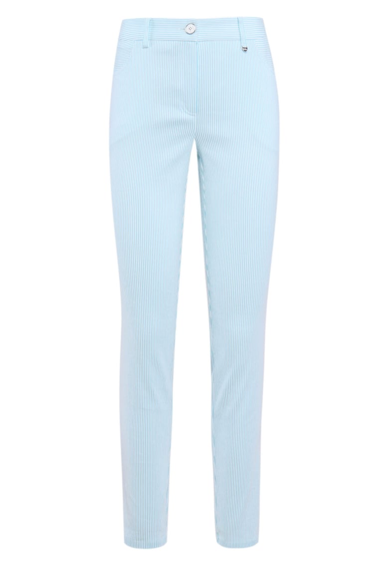 Pantaloni slim fit cu model in dungi - Albastru pastel