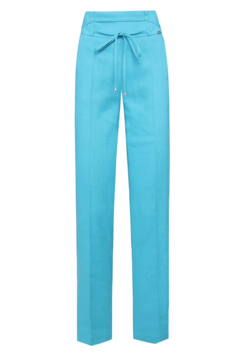 Pantaloni din amestec de in - Albastru deschis