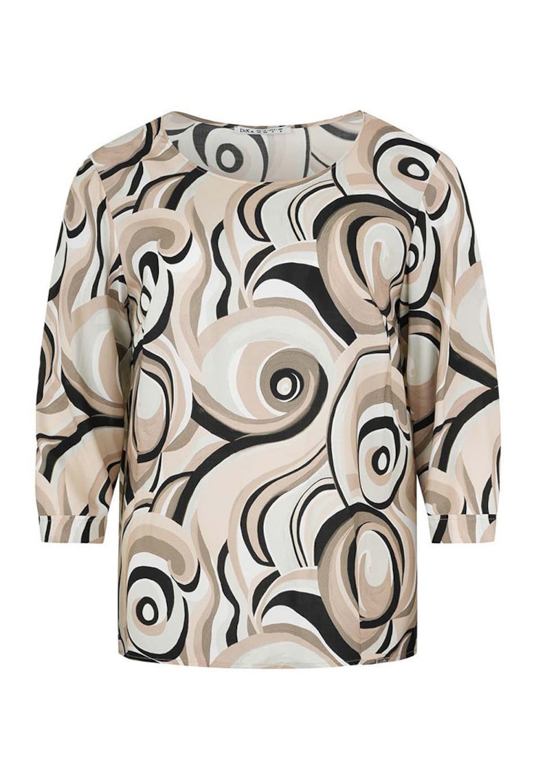 Bluza cu imprimeu abstract si maneci trei sferturi