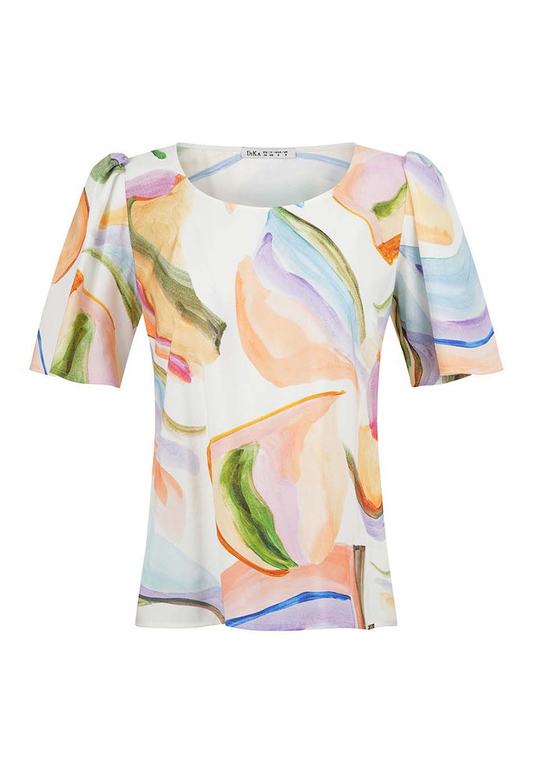 Bluza cu imprimeu abstract cu efect de acuarela