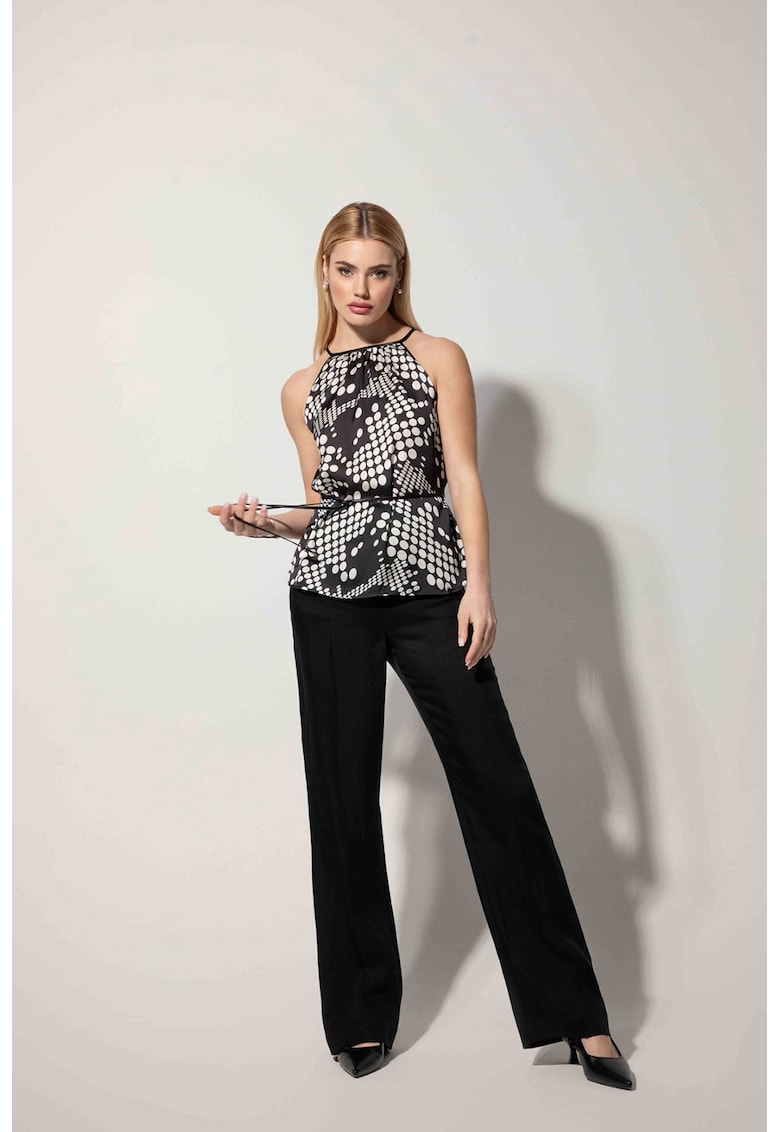Top halter cu imprimeu geometric