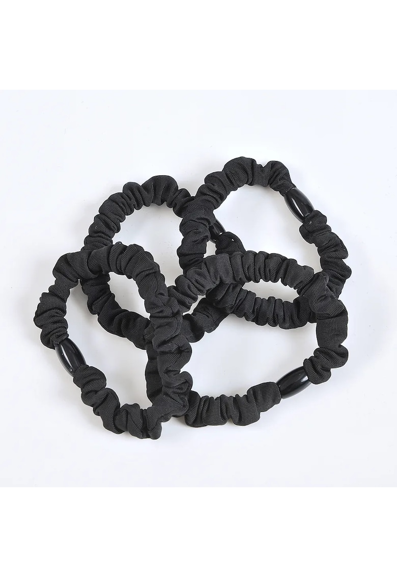 Set 4 elastice de par negre cu aspect satinat