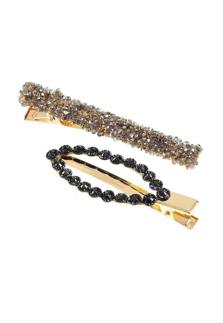 Set 2 agrafe cu pietre negre acrilice