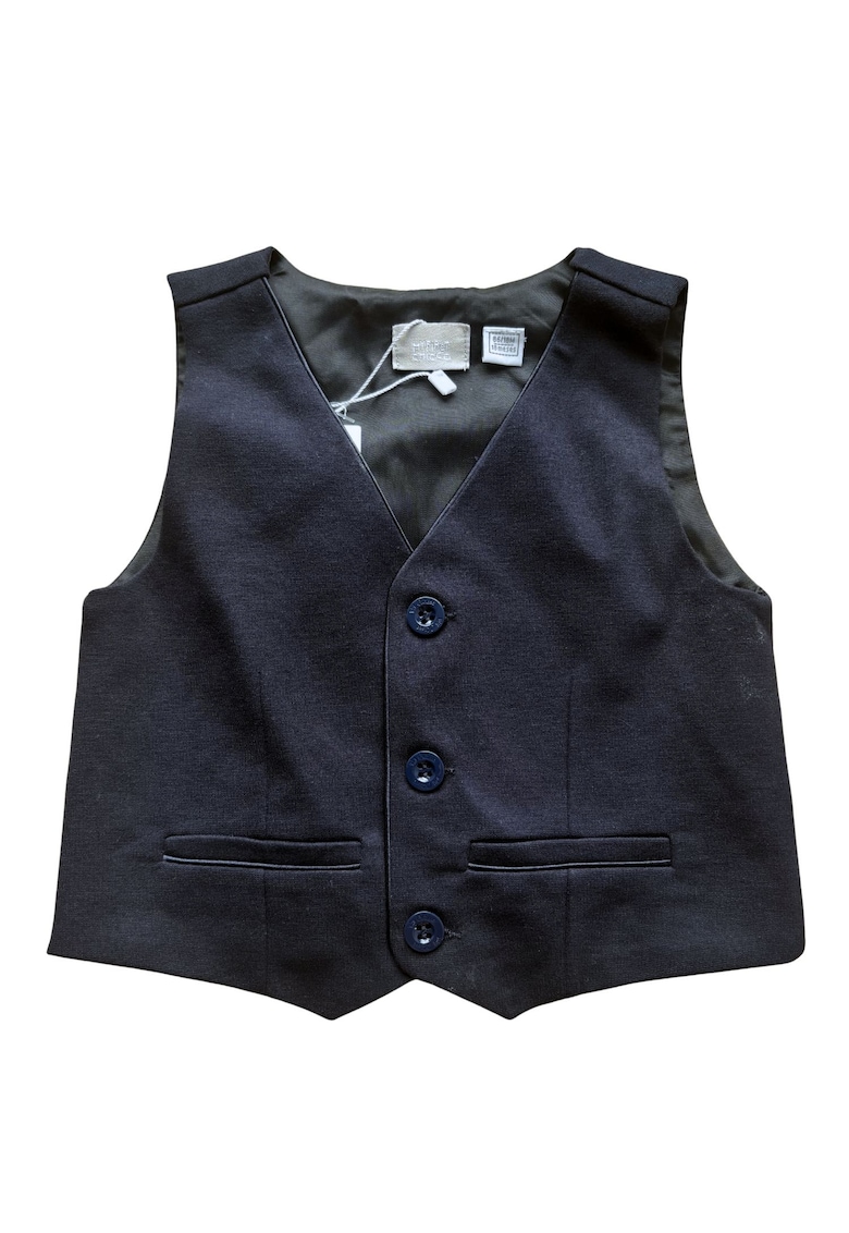 Vesta  baieti - melanj - albastru marin - bumbac - cu buzunare -