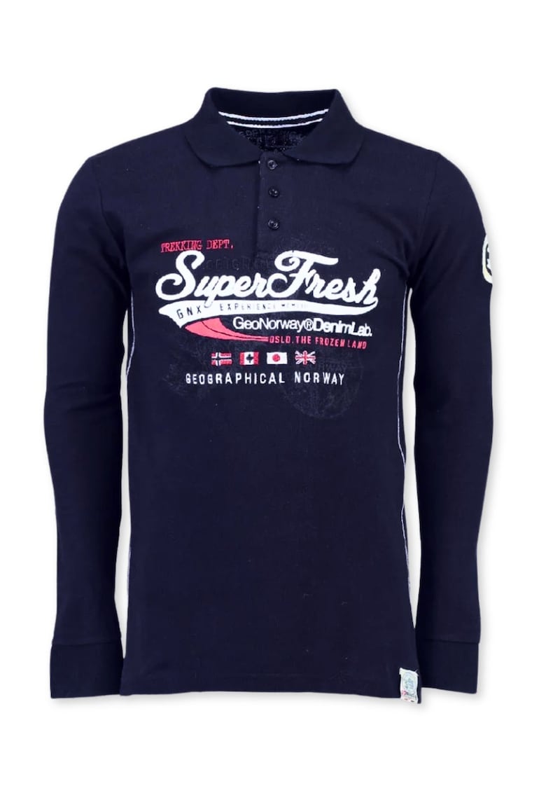 Tricou polo barbati  albastru marin - 100% bumbac - cu logo - stil casual -