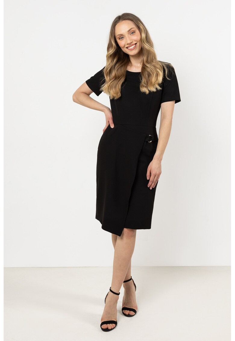 Rochie mini creion - neagra - poliester/elastan