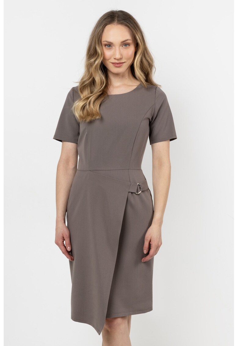 Rochie mini creion - poliester/elastan - maro