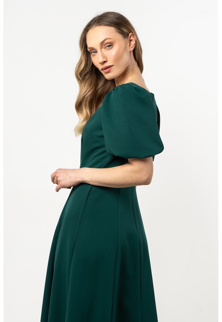 Rochie midi verde sticla - poliester-elastan