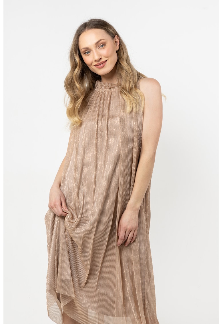 Rochie midi auriu - poliester/elastan